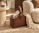 Cozy Leather Basket by Boucle Chair.webp