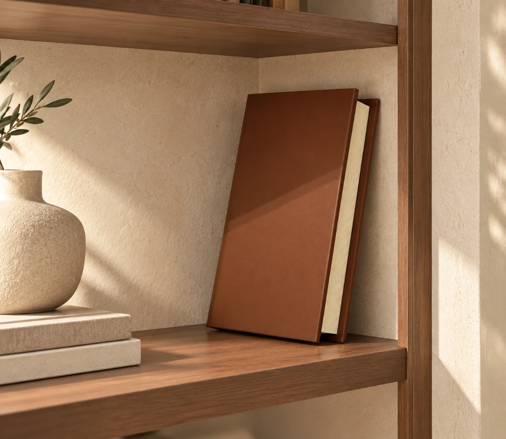 Warm Minimalist Shelf Still Life.webp