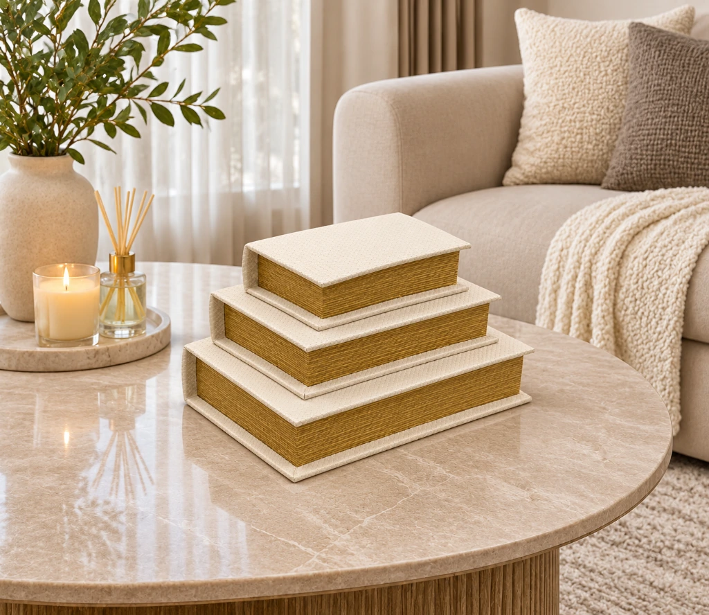 Ivory Book Boxes on Marble Table.webp