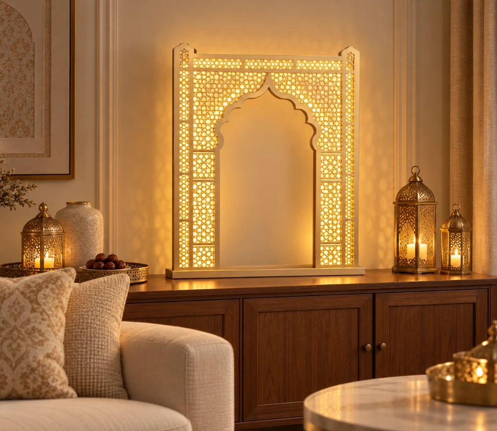 Illuminated Islamic Arch Living Room Vignette.webp