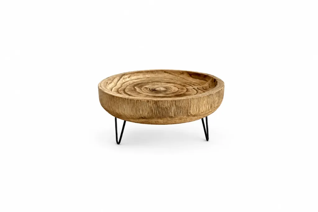 [Y.C.025875] وعاء خشب بارجل