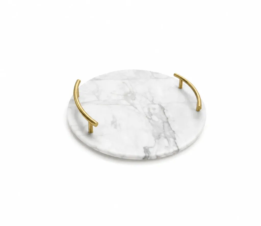 [Pure Marble Serving Tray] صينية تقديم رخام مع ايدين 