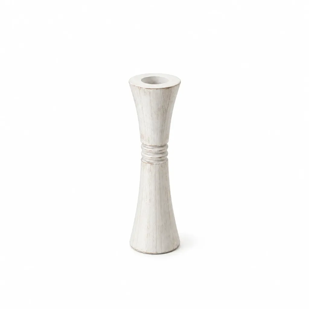 شمعدان خشب (Small, White)