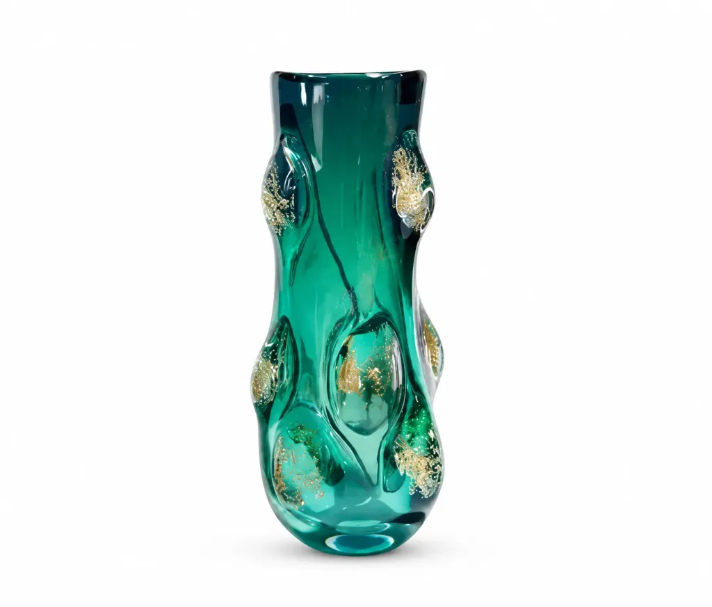 [KL2020-824] فازة زجاجية لون ازرق  (Large)