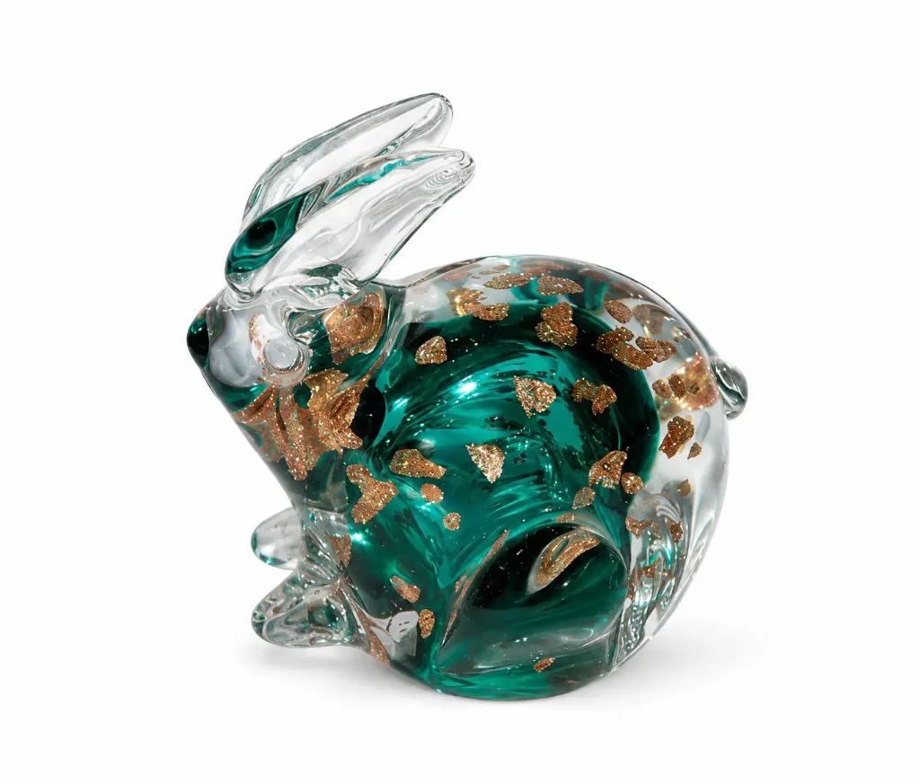 [FT738Z] ديكور زجاجي شكل ارنب  (Green, Small)