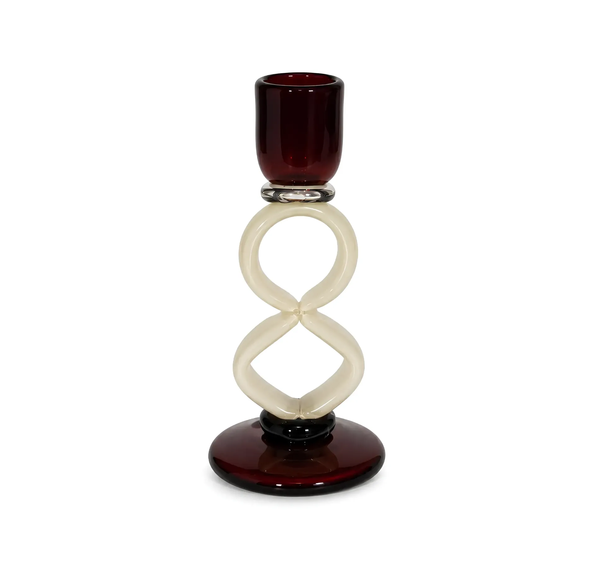 [FT1395Z] شمعدان زجاج ملتوي  (White, Small)