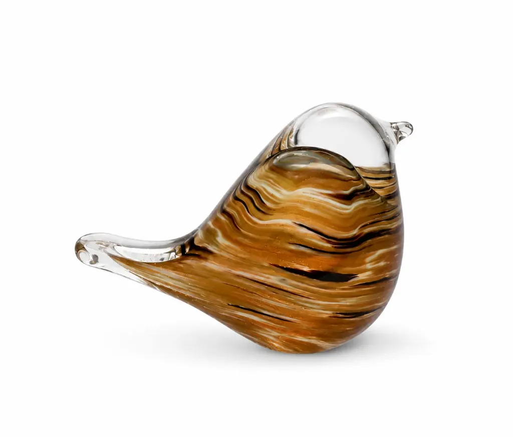 [FL8C] تمثال طائر زجاج لون ذهبي  (Brown)