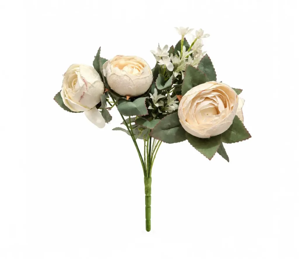 [ورد بيوني مخمل لون بيج] Velvet Peony (White &  Beige)