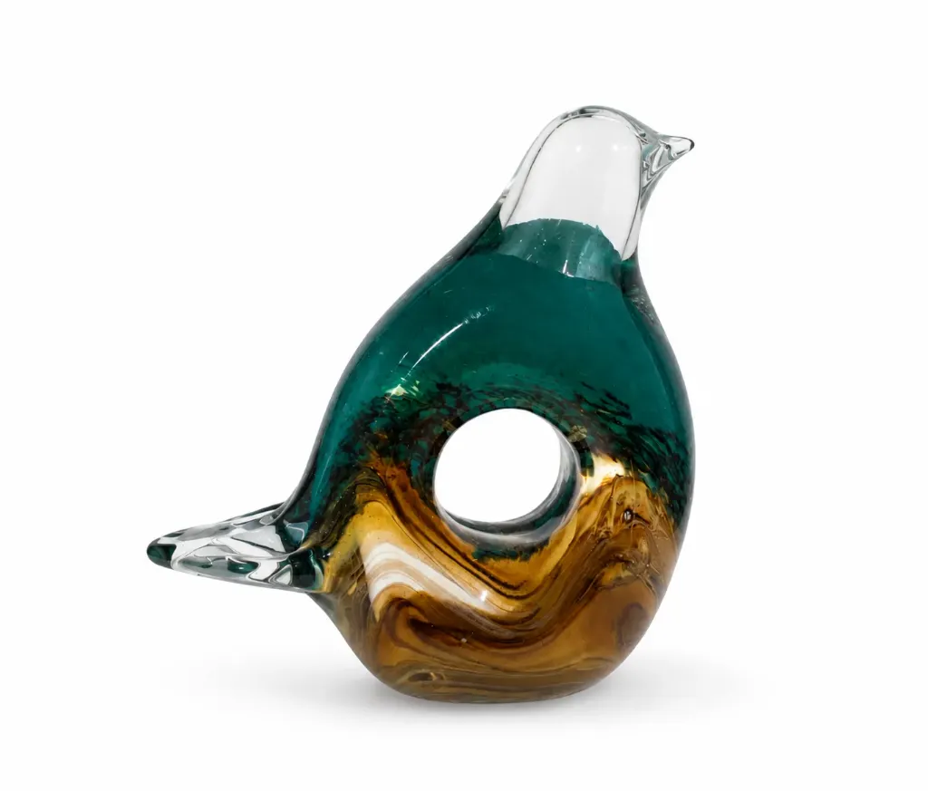 BLUE GREEN,BROWN Glass Bird