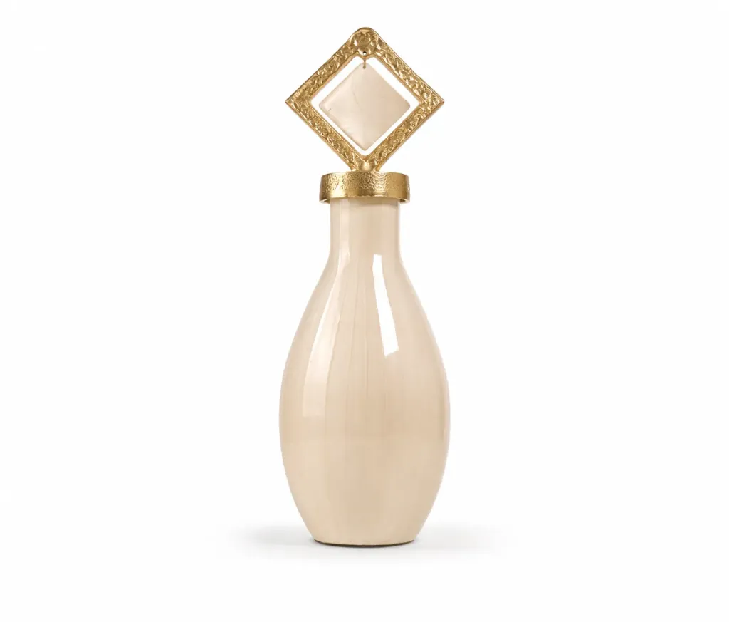 [9G-02419 فازة زجاج بغطاء معدن ورزن حجم صغير] فازة زجاج بغطاء معدن  (Small)
