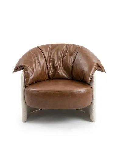 Striped Leather Leisure Armchair