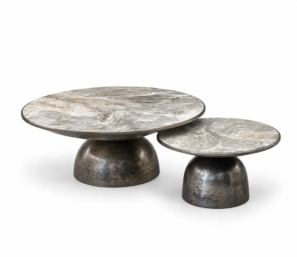 [MZ-1440 طقم طاولات وسط سلفر] طقم طاولات وسط (SILVER ANTIQUE)