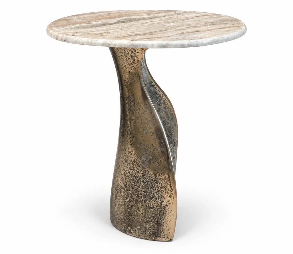 [MZ-2388 طاولة جانبية سلفر] طاولة جانبية للكنبة (Silver)
