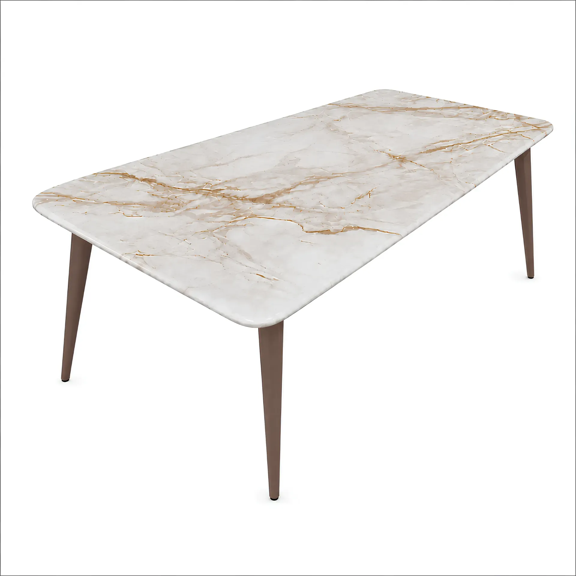 [روز جولد] Marble dining table (80*140 CM, White &  Beige)
