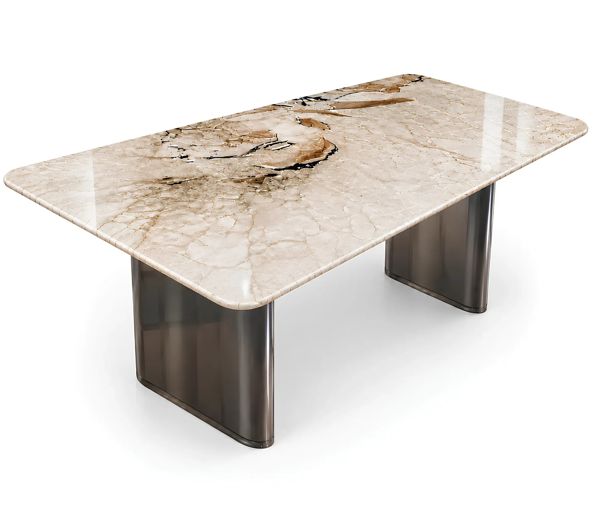 [طاولة رخام ثقيل  100x200] Marble dining table (100*200 CM, White & Grey)
