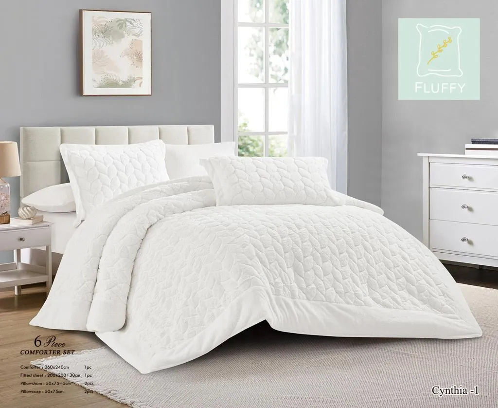 [CYNTHIA-1] لحاف مجوز ستة قطع فلافي (White)