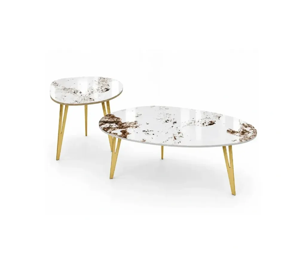 [AH-810 110*70 55*55] طاولة مركزية بيضاوية من قطعتين (Gold)