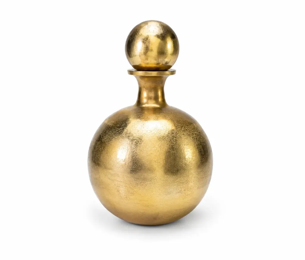 [JM-24155-A] فازة المنيوم لون ذهبي مع غطاء  (Small)