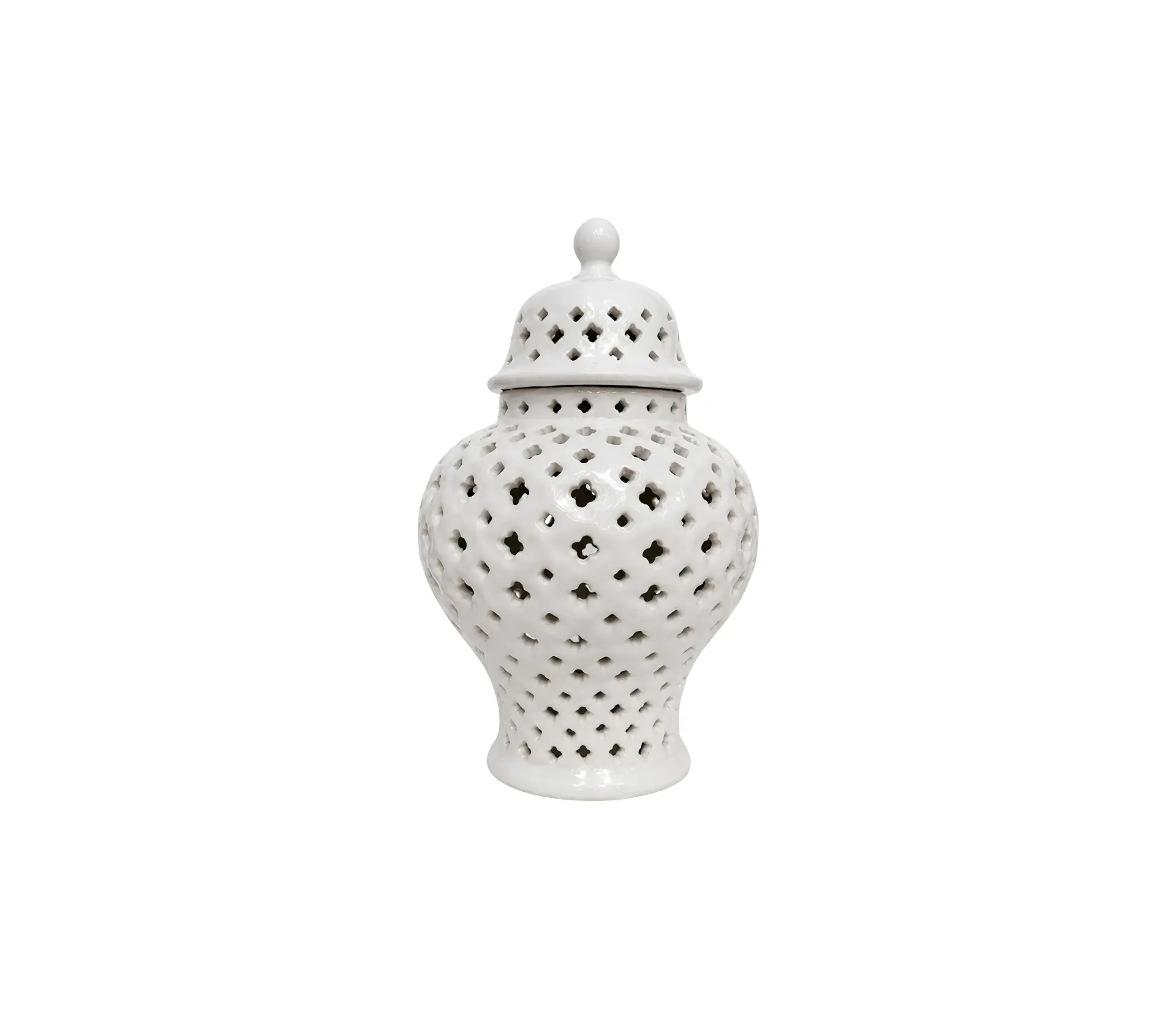 [HT2024] فازة سيراميك مخرم  (White, Small)