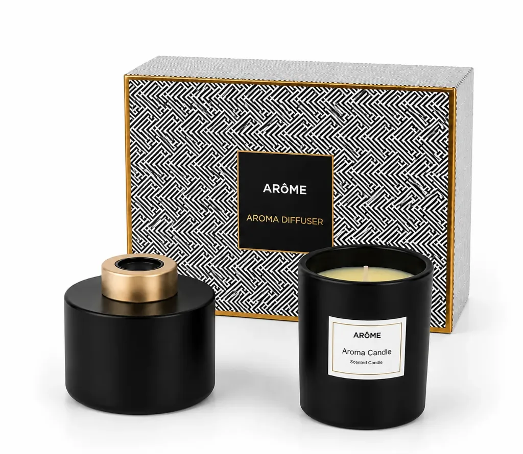 معطر اسود مع شمعة
