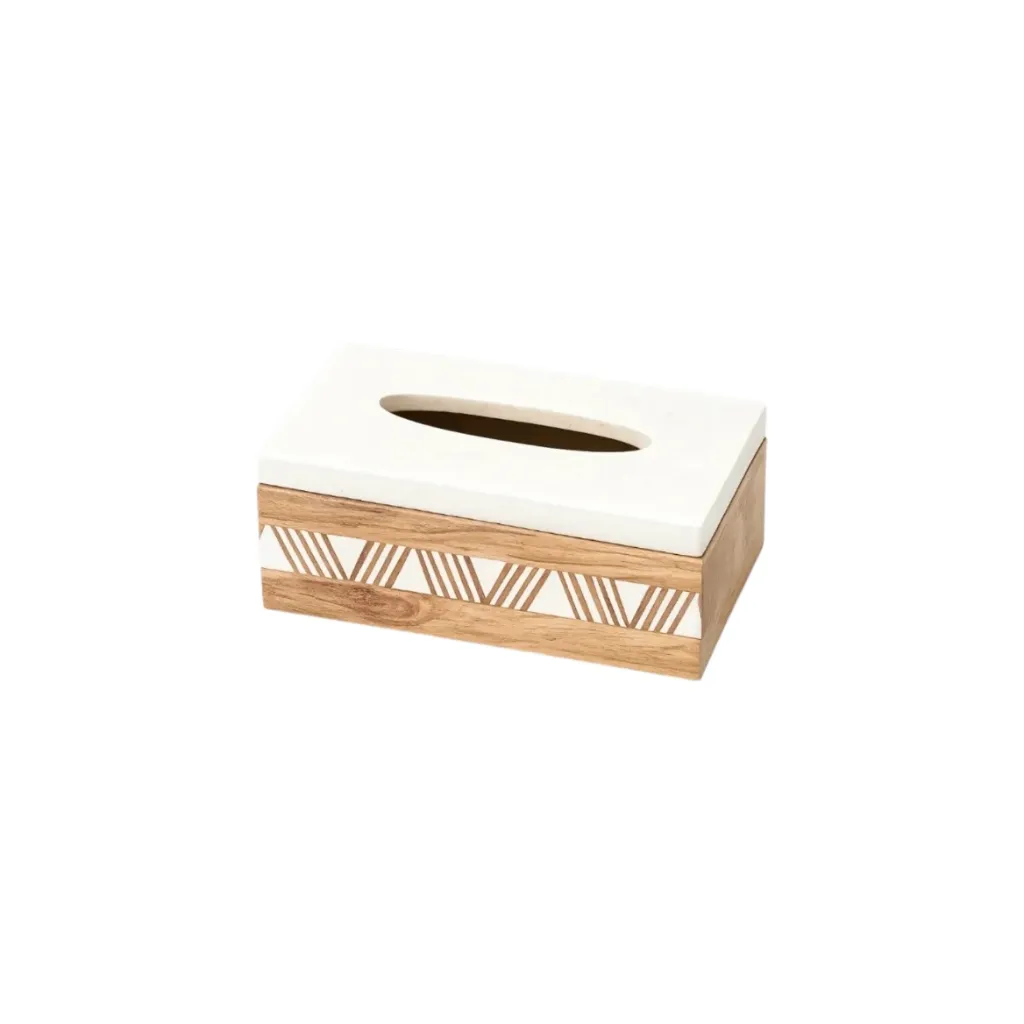 Wooden tissue box with Metal lid