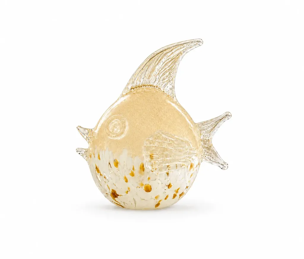 [E02CY] تثمال سمكة زجاج ديكور  (Yellow, Small)
