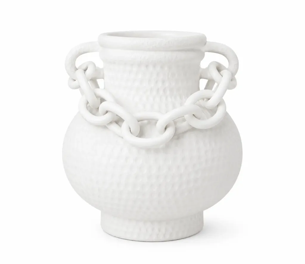 [M24224-1(279h-2) 27*27*40.5CM فازة ابيض كبير] فازة  مع سلسلة   (White, 27*27*40.5 CM)