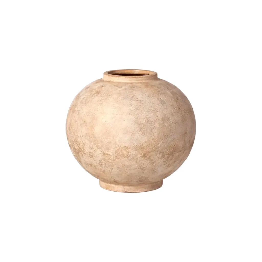 [21027B-ATGD  فازة فخارصغير كره بني] فازة فخار كره  (Brown, Small)