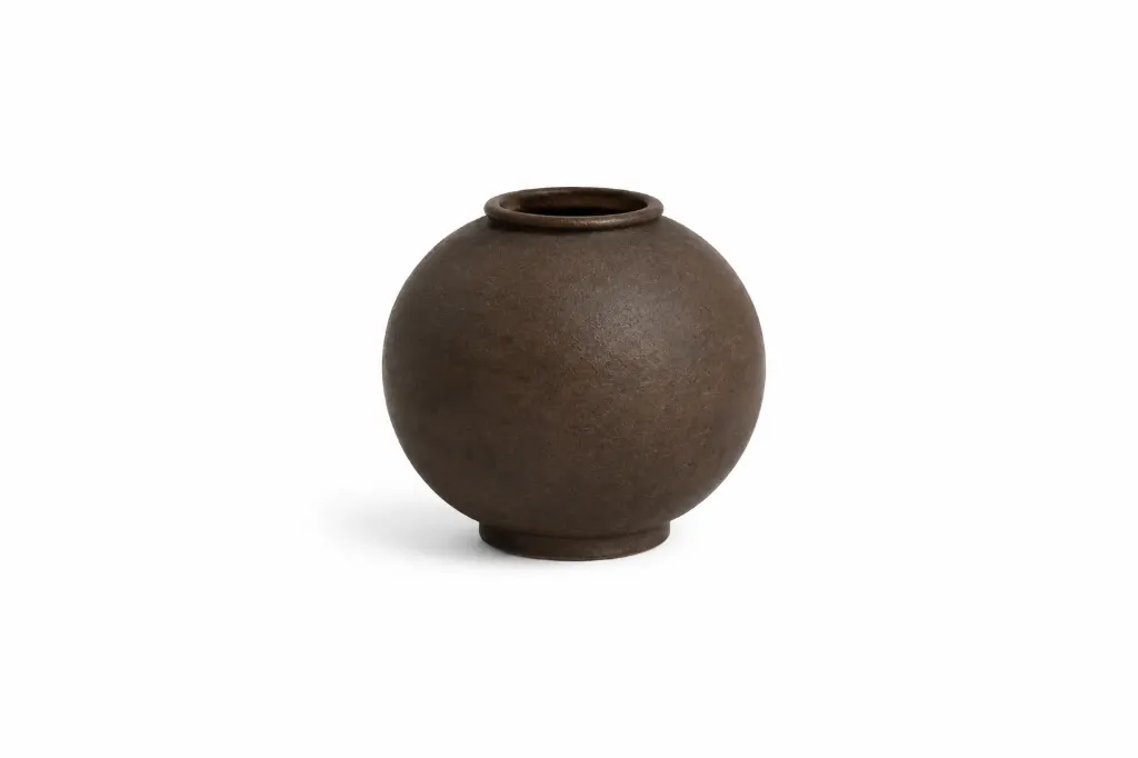 [21028A-ATBRZ35.7*33.7 فازة فخاركبير سكني كرة] فازة فخار كره  (Grey, Large)