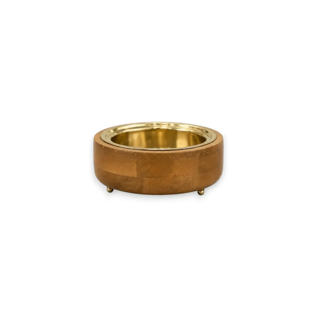 [BD-4222]  صحن خشب مع معدن (Small)