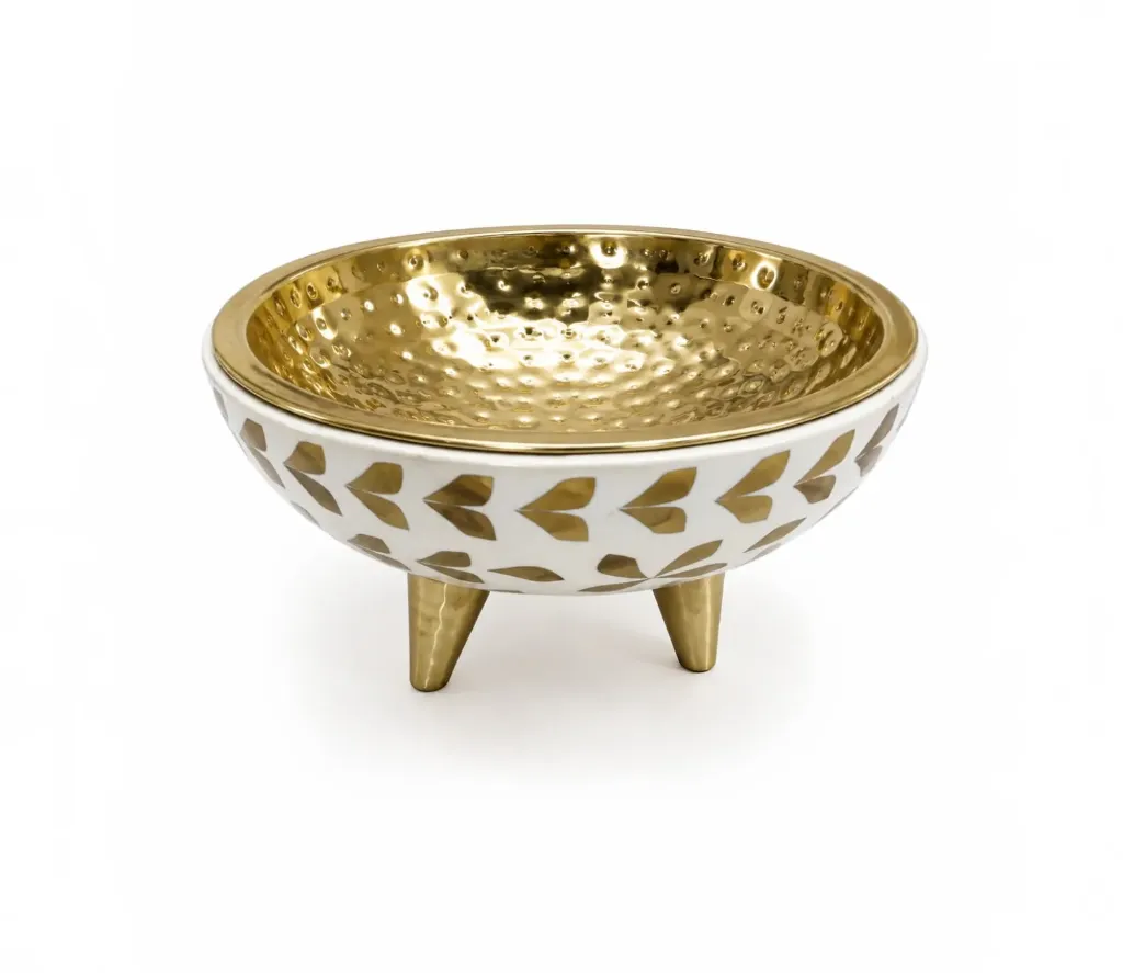 [BD-4209 صحن خشب هندي مصدف مع معدن صغير] صحن خشب هندي مصدف مع معدن  (Small)