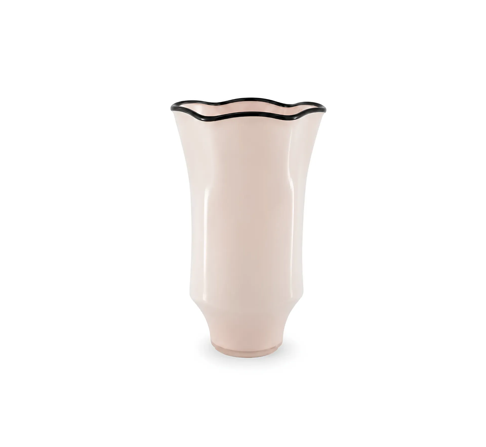 [BXV2431-2] فازة زجاج بأطراف مموجة سوداء  (Large)