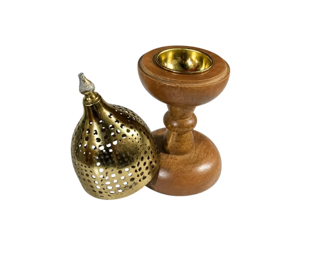 [BD-2011] مبخرة خشب مع غطاء معدن  (Small)