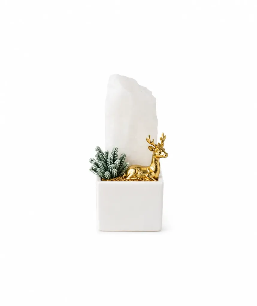[5806S] Decorative natural stone with a deer (Small)