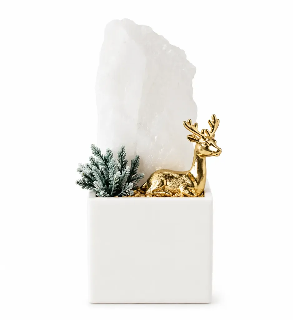 [5806L] Decorative natural stone with a deer (Large)
