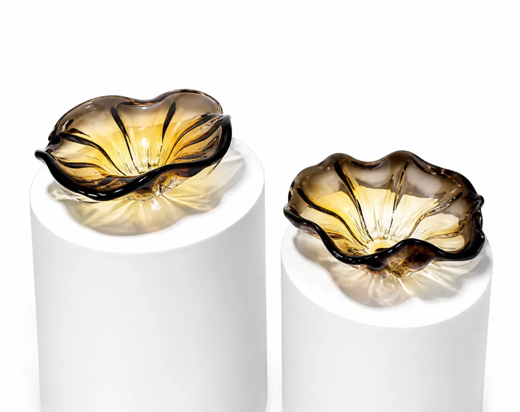 Murano Amber & Smoke Glass Centerpiece