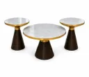 Round Metal Center Table Set with Porcelain Tops – 3 Pieces